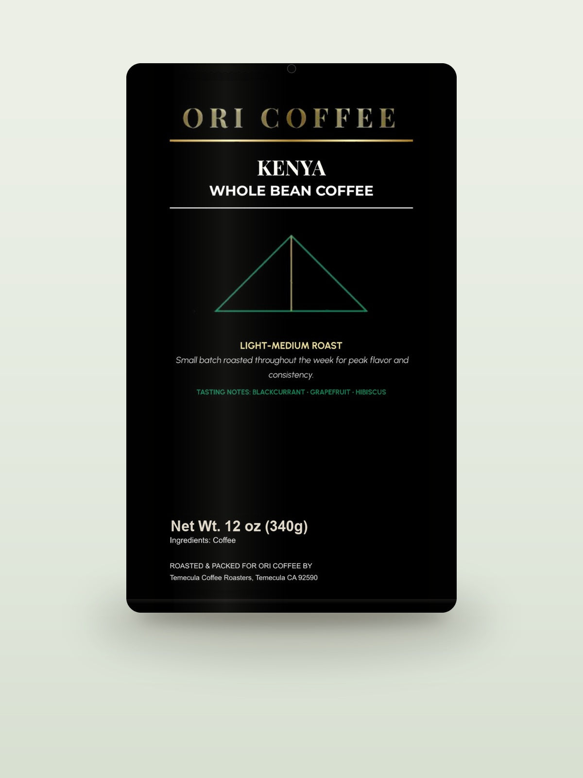 Kenya Embu Coffee - 12 oz (340g) whole-bean coffee bag mockup